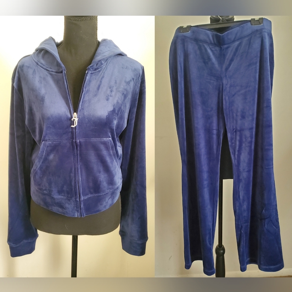 Juicy Couture Atlantis Blue Velour Tracksuit SIZE L